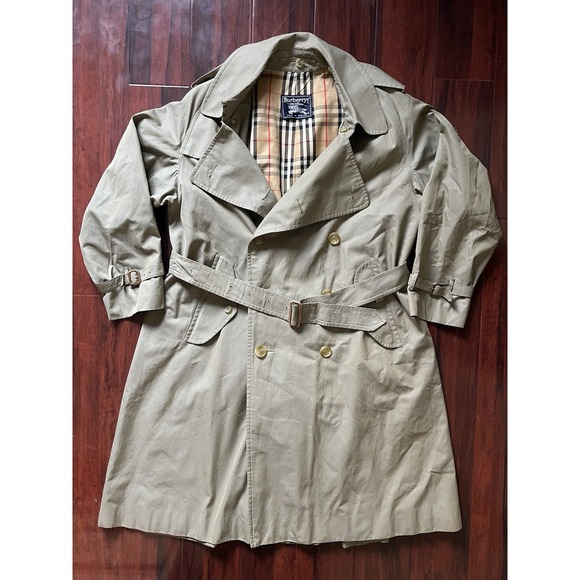 Burberry Other - Vintage Burberrys Double Breasted Belted Trench Coat Beige Nova Check Mens 54 XL